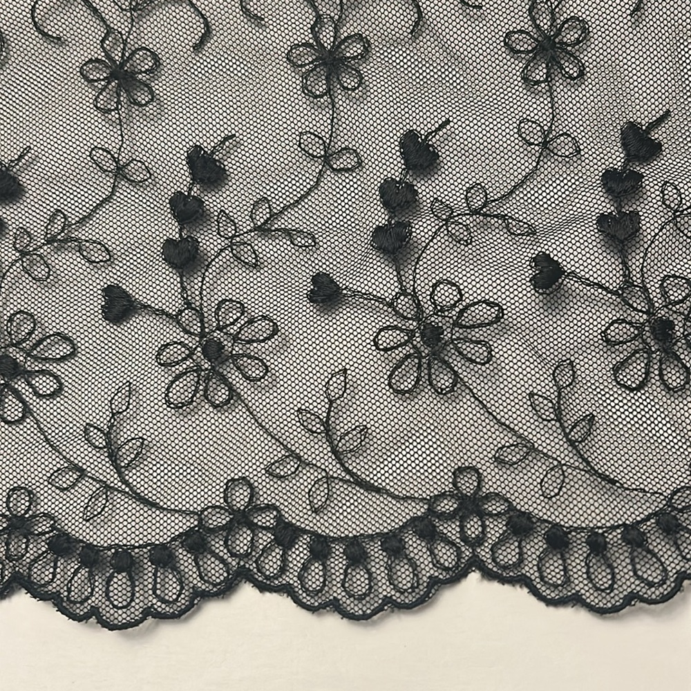 Wide Embroidered Black Net - Picture 2 of 6